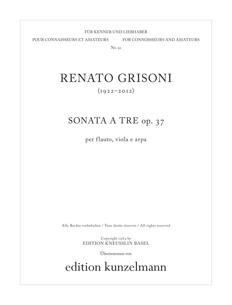 Sonate Op. 37 Für Flöte, Viola und Harfe